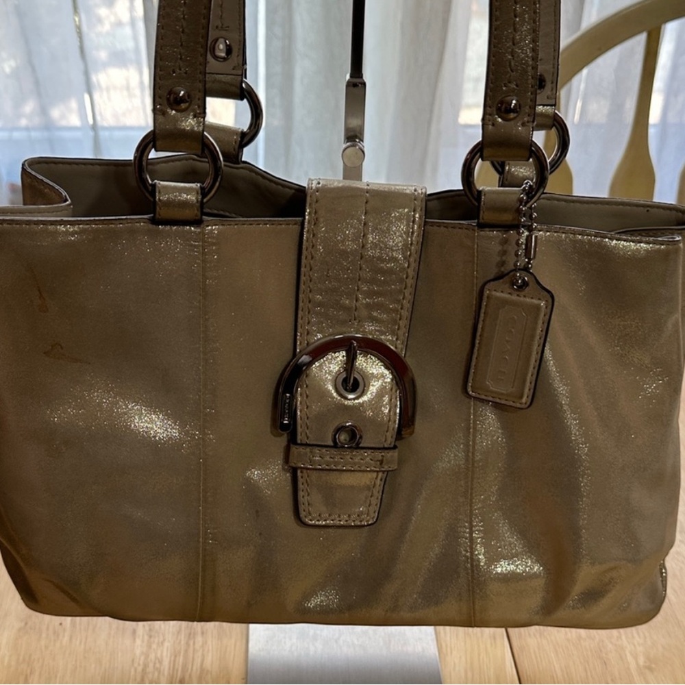 Coach Shimmering Beige Shoulder Bag
